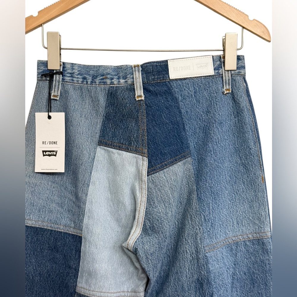 NWT Re/Done X Levi’s Amina Muaddi Patchwork Jean Indigo Size 26 - Picture 9 of 16
